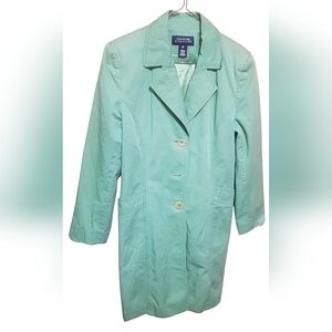 RARE Vintage Jones New York Signature Seafoam Green Trench Coat